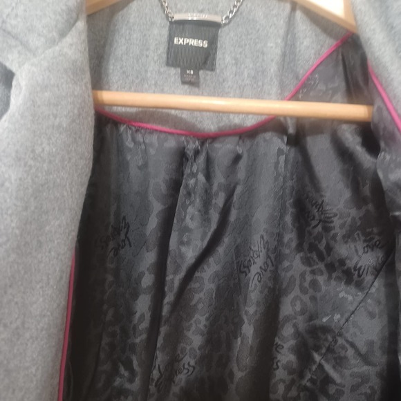 Express Grey Winter Wool button Pea  Coat Size Xs - Picture 8 of 9